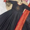 Ethnic Cotton Anarkali Kurti Pant Set with Jacquard Zari Dupatta - Image 9