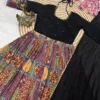 Ethnic Patchwork Print Anarkali Gown with Dupatta – Flared Festive Long Kurti Dress for Women - Image 4