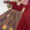 Ethnic Patchwork Print Anarkali Gown with Dupatta – Flared Festive Long Kurti Dress for Women - Image 8