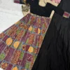 Ethnic Patchwork Print Anarkali Gown with Dupatta – Flared Festive Long Kurti Dress for Women - Image 9