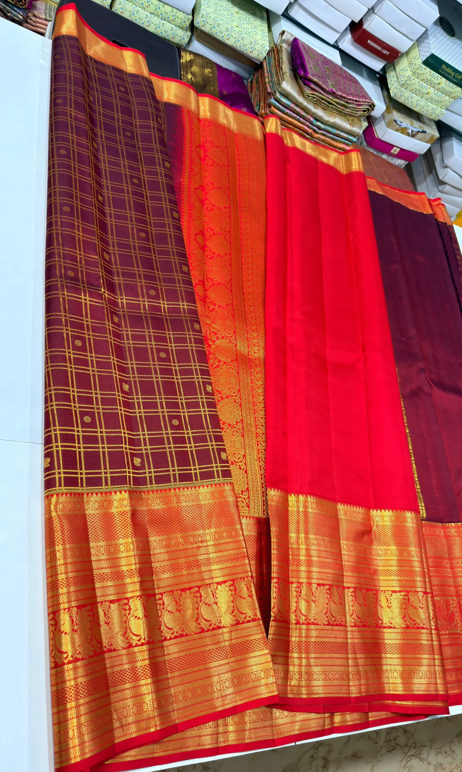 Exclusive Bridal Handloom Silk Saree with Zari Checks & Rich Brocade Pallu | Silk Mark Certified - Image 3
