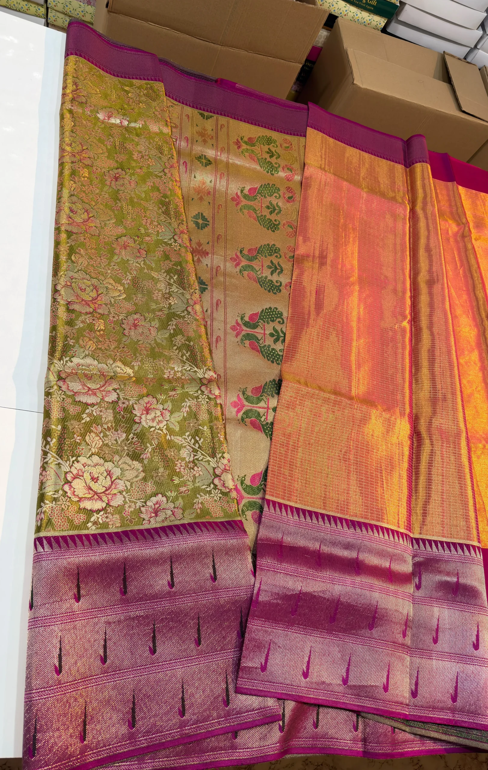 Exclusive Olive Green Handloom Bridal Silk Saree with Paithani Peacock Pallu & Broad Kaddi Border | Silk Mark Certified