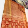 Exclusive Tissue Gold & Bridal Red Handloom Silk Saree | Heavy Weave Pattu Saree with Wedding Procession Border - Image 2