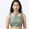 Exquisite Silk Halter Neck Designer Saree Blouse – Sleeveless Festive Wear - Image 2