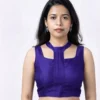 Exquisite Silk Halter Neck Designer Saree Blouse – Sleeveless Festive Wear - Image 3