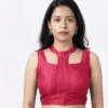 Exquisite Silk Halter Neck Designer Saree Blouse – Sleeveless Festive Wear - Image 5