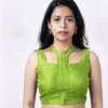 Exquisite Silk Halter Neck Designer Saree Blouse – Sleeveless Festive Wear - Image 6
