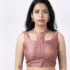 Exquisite Silk Halter Neck Designer Saree Blouse – Sleeveless Festive Wear - Image 7