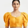 Exquisite Silk Puff Sleeve Designer Saree Blouse – Square Neck Festive Wear - Image 5
