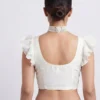 Exquisite Silk Ruffle Sleeve Designer Saree Blouse – U-Neck Festive Wear - Image 2