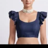 Exquisite Silk Ruffle Sleeve Designer Saree Blouse – U-Neck Festive Wear - Image 3
