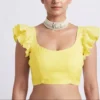Exquisite Silk Ruffle Sleeve Designer Saree Blouse – U-Neck Festive Wear - Image 4