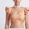 Exquisite Silk Ruffle Sleeve Designer Saree Blouse – U-Neck Festive Wear - Image 5