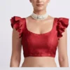 Exquisite Silk Ruffle Sleeve Designer Saree Blouse – U-Neck Festive Wear - Image 7