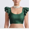 Exquisite Silk Ruffle Sleeve Designer Saree Blouse – U-Neck Festive Wear - Image 8