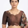 Exquisite Silk Scallop Neck Designer Saree Blouse – Festive Wear