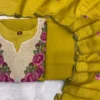 Festive Crush Silk Kurta Pant Set with Floral Embroidered Yoke & Scalloped Chanderi Dupatta (Sizes M–3XL) - Image 14