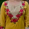 Festive Crush Silk Kurta Pant Set with Floral Embroidered Yoke & Scalloped Chanderi Dupatta (Sizes M–3XL) - Image 17
