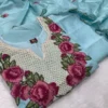 Festive Crush Silk Kurta Pant Set with Floral Embroidered Yoke & Scalloped Chanderi Dupatta (Sizes M–3XL) - Image 4