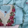 Festive Crush Silk Kurta Pant Set with Floral Embroidered Yoke & Scalloped Chanderi Dupatta (Sizes M–3XL) - Image 7