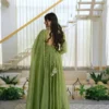 Festive Haldi & Party Wear Crushed Silk Anarkali 3-Piece Set - Image 10
