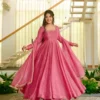 Festive Haldi & Party Wear Crushed Silk Anarkali 3-Piece Set - Image 2