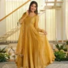 Festive Haldi & Party Wear Crushed Silk Anarkali 3-Piece Set - Image 7