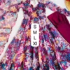 Floral Digital Printed Organza Silk Anarkali Gown with Pant & Dupatta Set | Designer Party Wear Long Flared Suit - Image 2