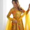 Floral Printed Georgette Kurti Sharara Set with Dupatta