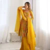 Floral Printed Georgette Kurti Sharara Set with Dupatta - Image 3