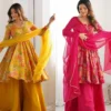 Floral Printed Georgette Kurti Sharara Set with Dupatta - Image 7