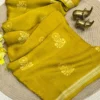 Floral Printed Heavy Georgette Silk Saree – Woven Zari Jacquard Border with Printed Blouse Piece - Image 5