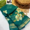 Floral Printed Soft Georgette Saree with Zari Jacquard Border | Lightweight Daily & Uniform Wear Saree - Image 5