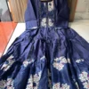 Floral Tiered Silk Midi Dress with Real Mirror Work Yoke & 4-Meter Flare (Sizes M–2XL) - Image 12