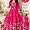 Floral Tiered Silk Midi Dress with Real Mirror Work Yoke & 4-Meter Flare (Sizes M–2XL) - Image 5