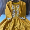 Floral Tiered Silk Midi Dress with Real Mirror Work Yoke & 4-Meter Flare (Sizes M–2XL) - Image 6