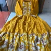 Floral Tiered Silk Midi Dress with Real Mirror Work Yoke & 4-Meter Flare (Sizes M–2XL) - Image 7