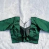 Full Sleeves Raw Silk Sweetheart Neck Saree Blouse with Backless Dori | Ready to Wear Padded Choli - Image 3