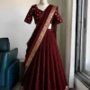 Fully Stitched Viscose Georgette Lehenga Choli with Zari Border Dupatta Set | Ready to Wear Festive Flared Ghagra
