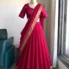 Fully Stitched Viscose Georgette Lehenga Choli with Zari Border Dupatta Set | Ready to Wear Festive Flared Ghagra - Image 2