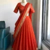 Fully Stitched Viscose Georgette Lehenga Choli with Zari Border Dupatta Set | Ready to Wear Festive Flared Ghagra - Image 4