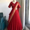 Fully Stitched Viscose Georgette Lehenga Choli with Zari Border Dupatta Set | Ready to Wear Festive Flared Ghagra - Image 5