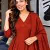 Garima Mul Chanderi Embroidered A-Line Suit Set with Dupatta | Festive V-Neck Kurta Pant Set for Women - Image 4