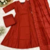 Garima Mul Chanderi Embroidered A-Line Suit Set with Dupatta | Festive V-Neck Kurta Pant Set for Women - Image 8