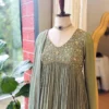 Georgette Pleated Anarkali Suit with Heavy Embroidered Yoke | Festive Designer Gown with Dupatta - Image 2