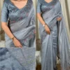 Gracy Digital Printed Modal Cotton Saree – Zari Striped Weaving with Banglori Satin Embroidered Blouse & Pallu Tassels