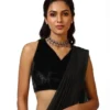 Halter Neck Velvet Blouse Georgette Saree Set – Cut Out Back Cocktail Party Wear Saree - Image 2