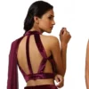 Halter Neck Velvet Blouse Georgette Saree Set – Cut Out Back Cocktail Party Wear Saree - Image 3