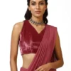 Halter Neck Velvet Blouse Georgette Saree Set – Cut Out Back Cocktail Party Wear Saree - Image 7