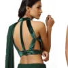 Halter Neck Velvet Blouse Georgette Saree Set – Cut Out Back Cocktail Party Wear Saree - Image 9